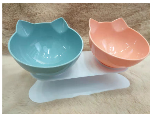 Slanted cat food bowl | Transparent cat ear design bowl