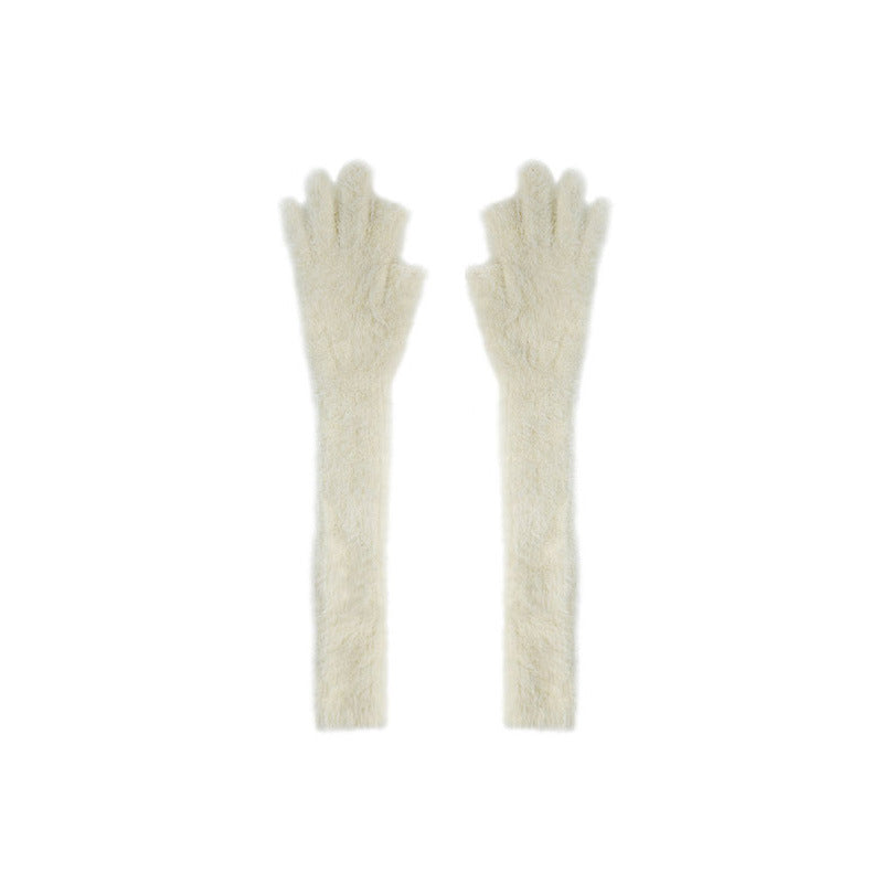Damen Lange Fingerlose Handschuhe – Candy Color Kunstmink