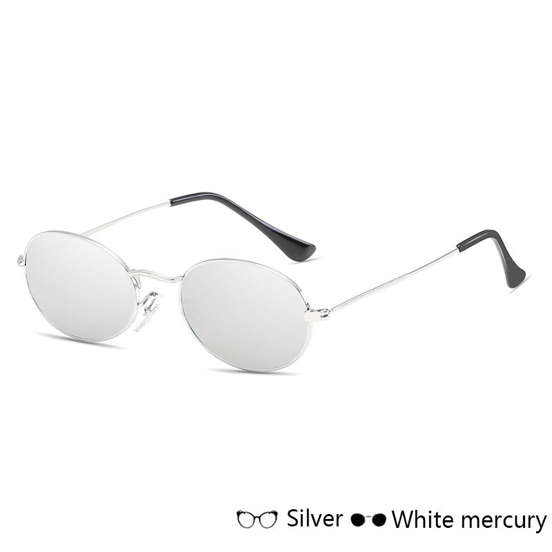 Luxus Damen Sonnenbrille Oval | Retro Metall UV400 Schwarz