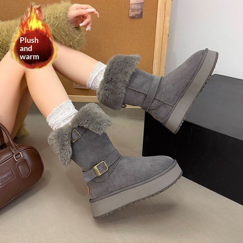 Women's Winter Boots Lined – Fashionable Mid-Calf Cotton Boots