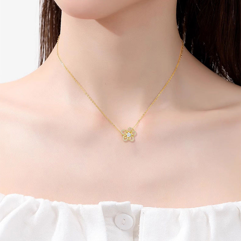 925 Sterling Silver Sunflower Necklace - Symbol of Joy & Elegance