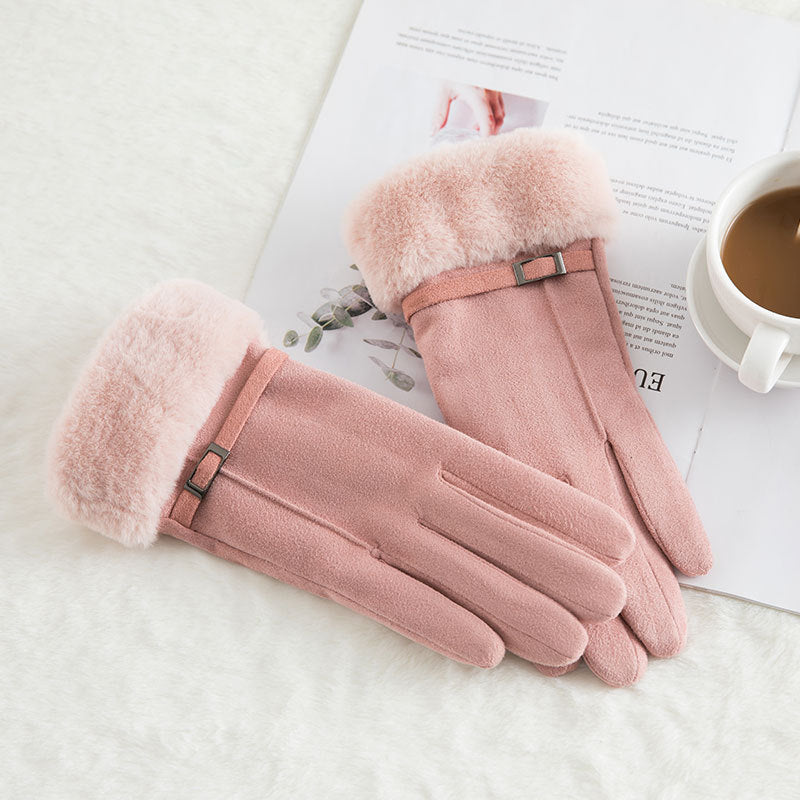 Damen Wildleder Winterhandschuhe | Warme Woll Thermohandschuhe