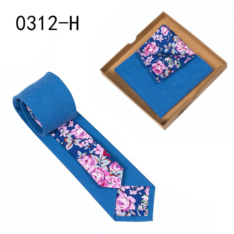 Herren Krawatte floral Baumwolle Einstecktuch elegant modern