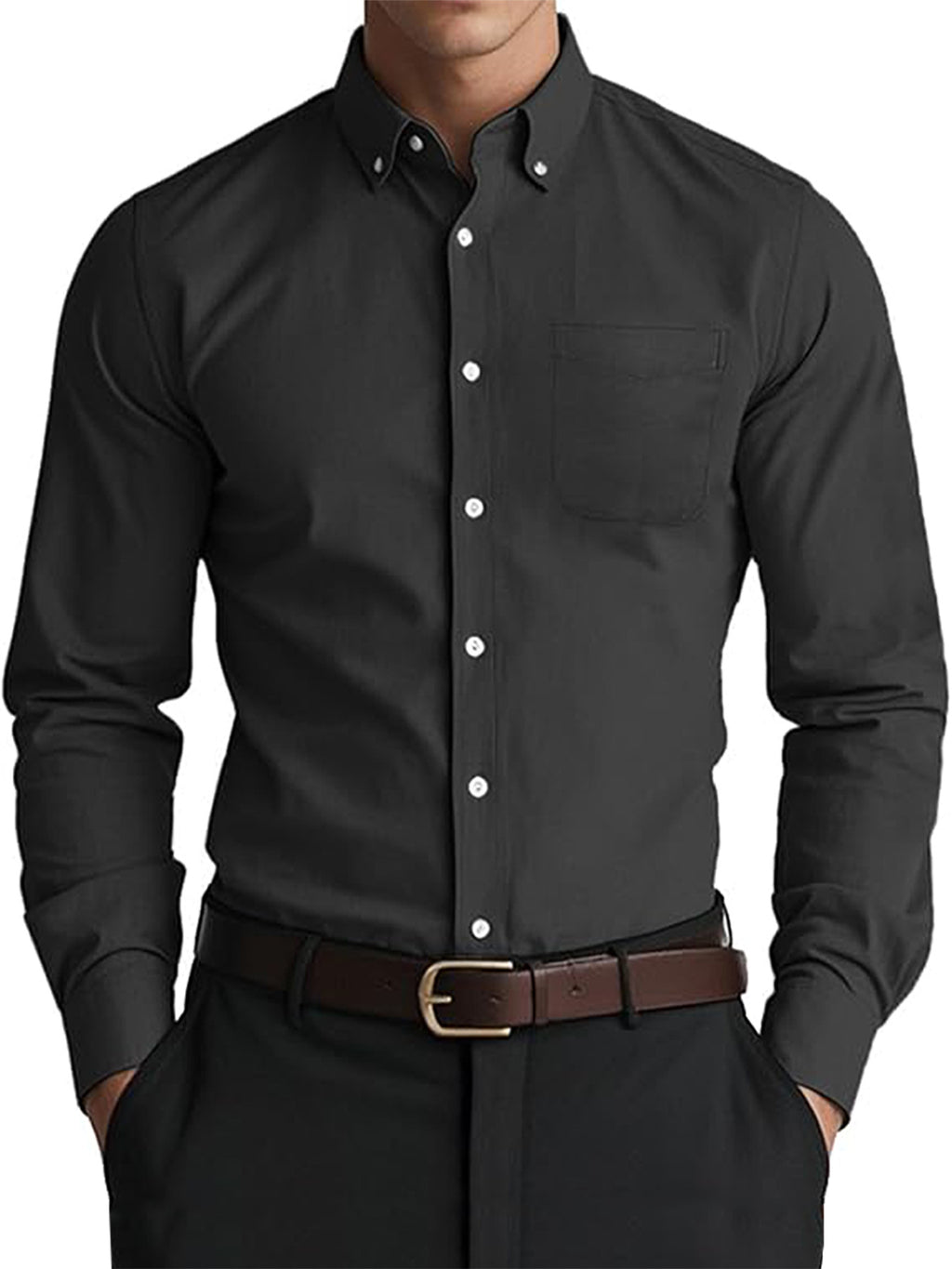 Herren Oxford Freizeithemd – Lockeres Casual Hemd in Unifarbe
