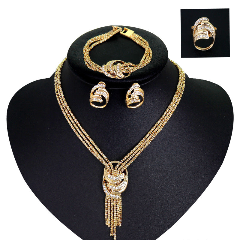 Luxury Bridal Jewelry Set – 4-piece with Necklace, Earrings, Bracelet & Ring