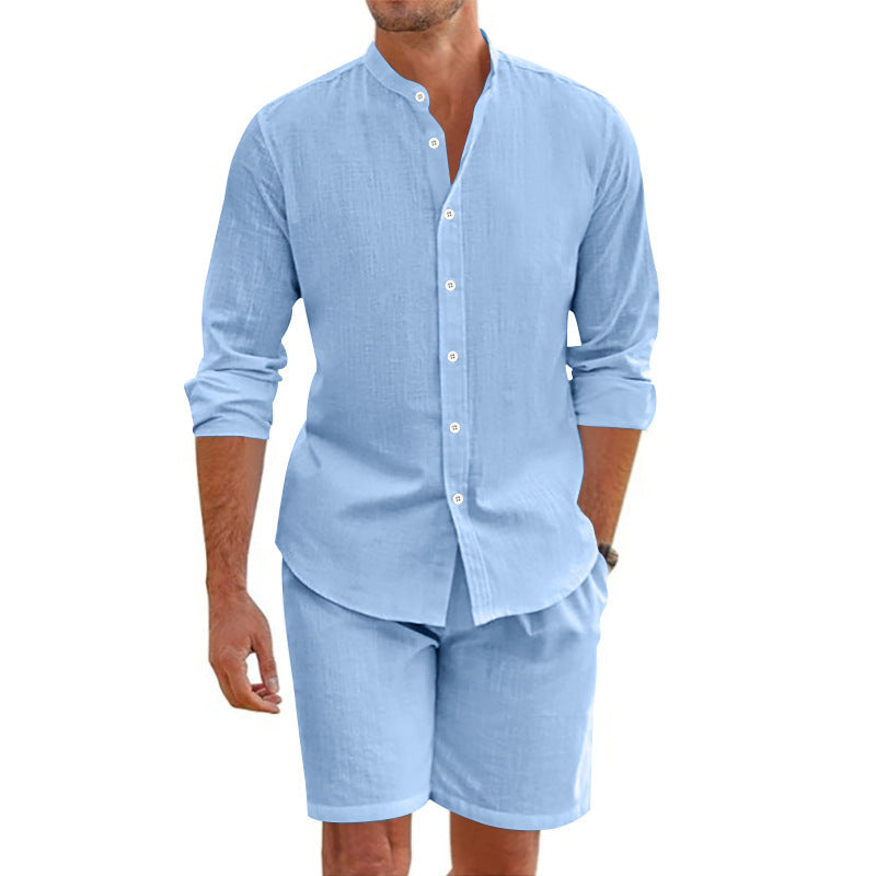 Men's Summer Two-Piece Set – Shirt Shorts Beach Outfit