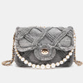 Damen Perlen Tasche Schultertasche Lingge elegant Umhängetasche