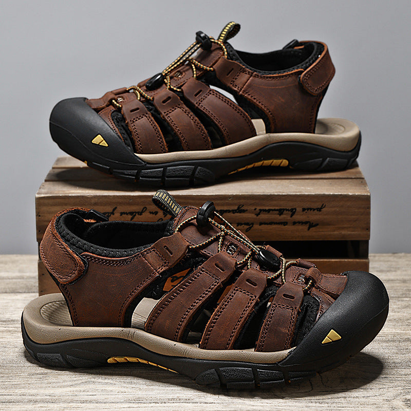 Men's XXL Genuine Leather Beach Sandals Premium Comfort Shoes