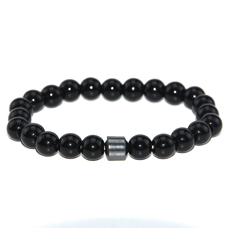 Schwarzes Tigeraugen-Perlenarmband