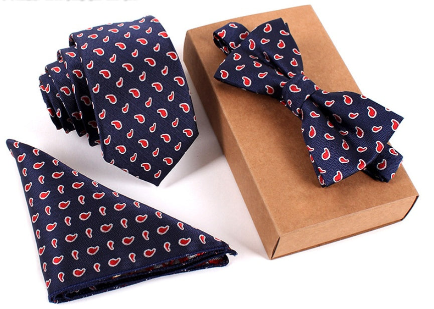 Men's Tie Set Slim Bow Tie Pocket Square elegant festive