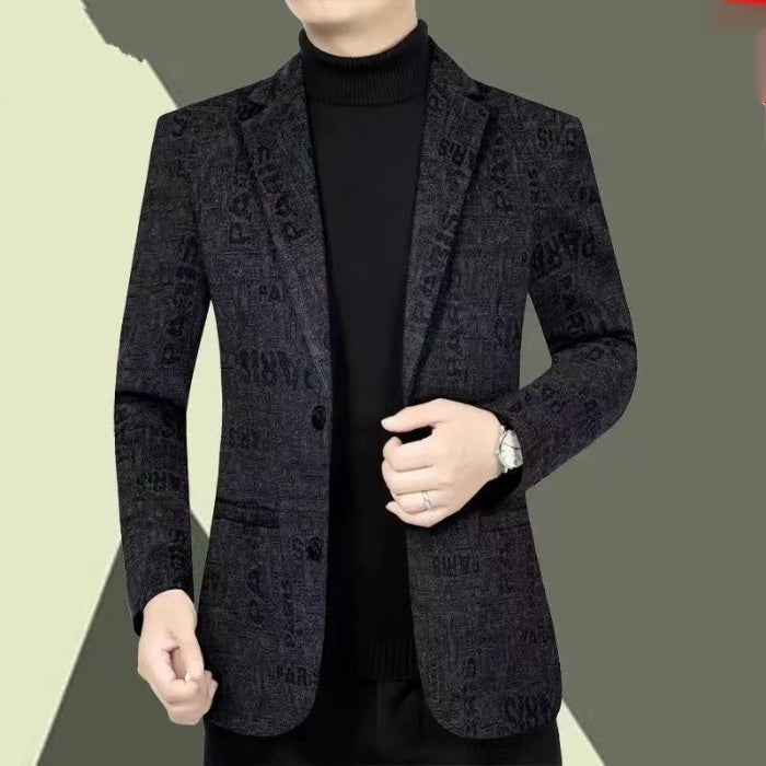 Men's Wool Jacket with Lapel Collar – Elegant Casual Jacket Modern