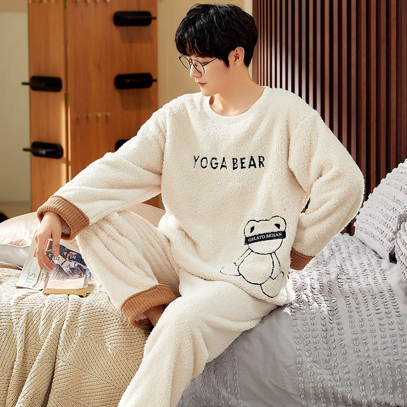 Herren Winter Pyjama Set Coral Fleece | Warm & weich Nachtwäsche | Thermo Homewear