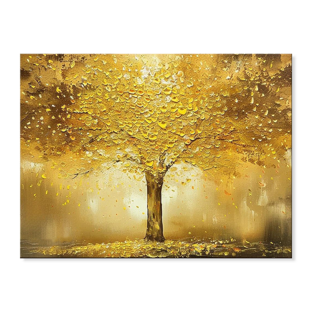 Goldener Geldbaum Ölbild | Luxus Wandkunst Wohnzimmer Deko