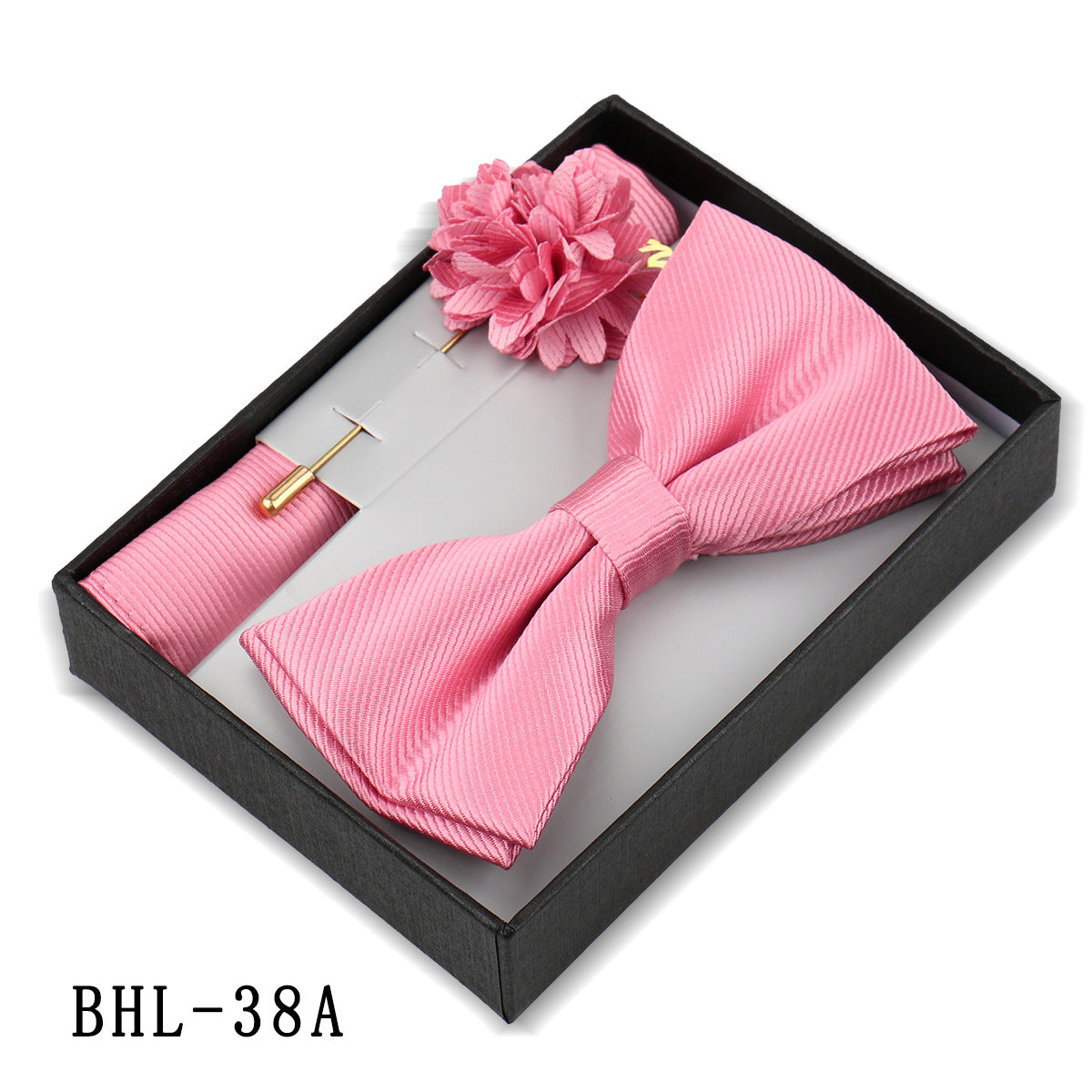 Men's Bow Tie Set Elegant Pocket Square Brooch Gift
