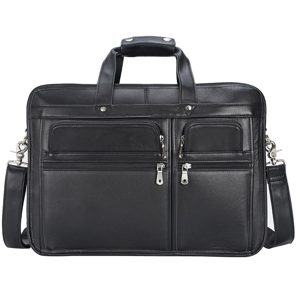 Men's 17-inch Full-Grain Cowhide Leather Premium Business Laptop Bag