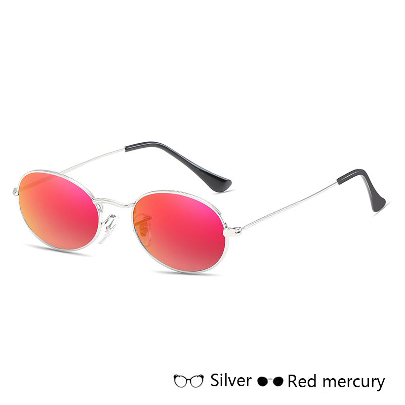 Luxus Damen Sonnenbrille Oval | Retro Metall UV400 Schwarz