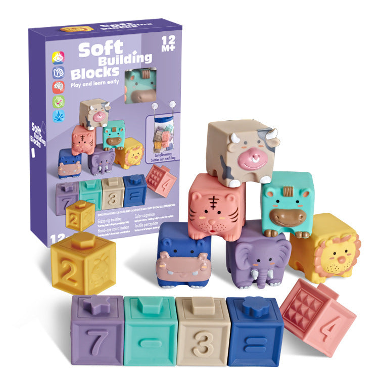 Soft Baby Building Blocks | Sensory Toy Animal Learning Set