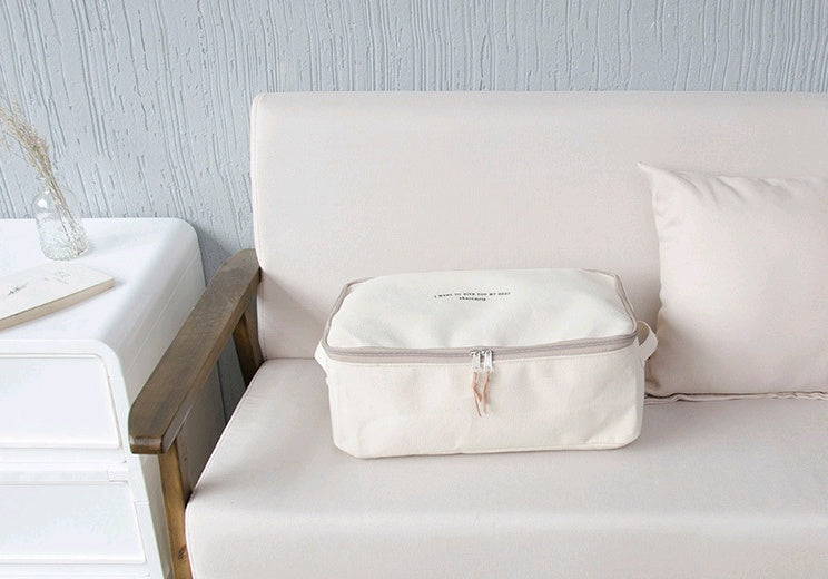 Canvas Storage Box Lid Zipper Clothes Organizer