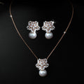 Luxurious Pearl Zirconia Jewelry Set in Korean Design – Necklace & Earrings for Elegant Occasions