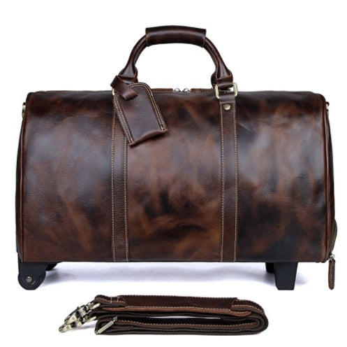 Large Genuine Leather Trolley from Cowhide – Premium Travel Suitcase