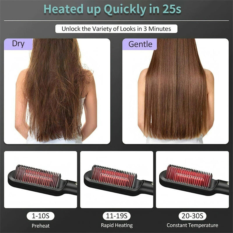2-in-1 Glättungsbürste & Lockenstab – Ionen Haarstyler Elektrisch