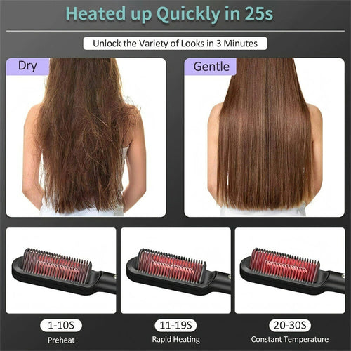 2-in-1 Glättungsbürste & Lockenstab – Ionen Haarstyler Elektrisch