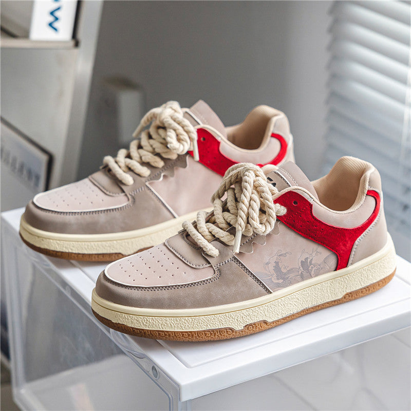 Herren Plateau Sneaker Schnürschuhe Weich Atmungsaktiv Freizeit