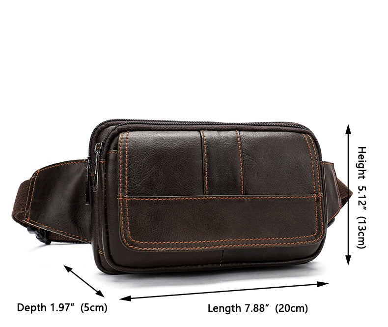 Men's Leather Crossbody Bag | Cowhide Waist Pack Outdoor