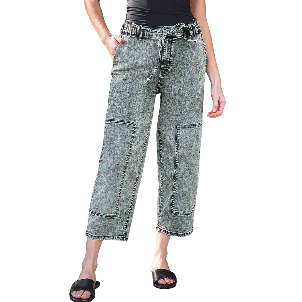 Women's Straight Leg Trousers with Pockets – Washable & Drawstring