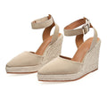 Damen Keil Plateau Sandalen | Strohgeflecht Elegant Sommer Schuhe