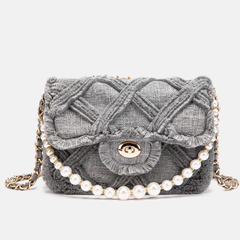 Damen Perlen Tasche Schultertasche Lingge elegant Umhängetasche