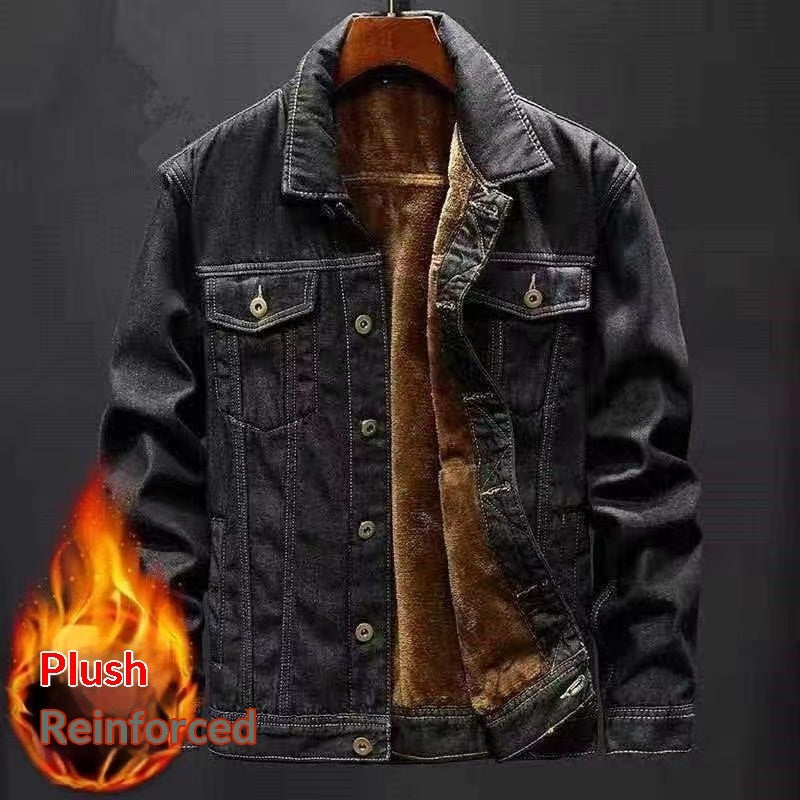 Men's Jeans Winter Jacket Lined - Thick Denim Puffer Jacket