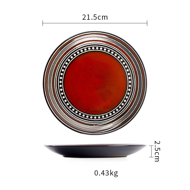 Keramik Teller Vintage | Japanischer Stil Flacher Design Teller