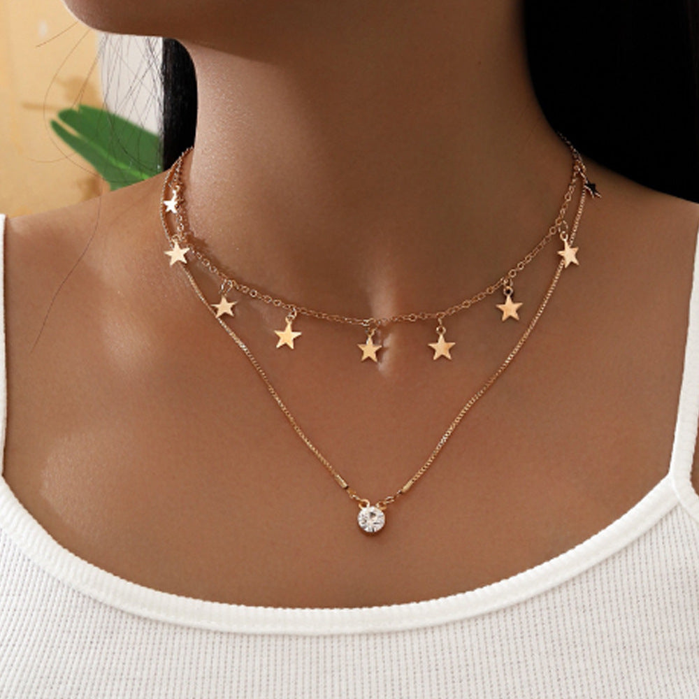 Pentagram Star Necklace with Zircon – Trendy Mystic Women's Jewelry
