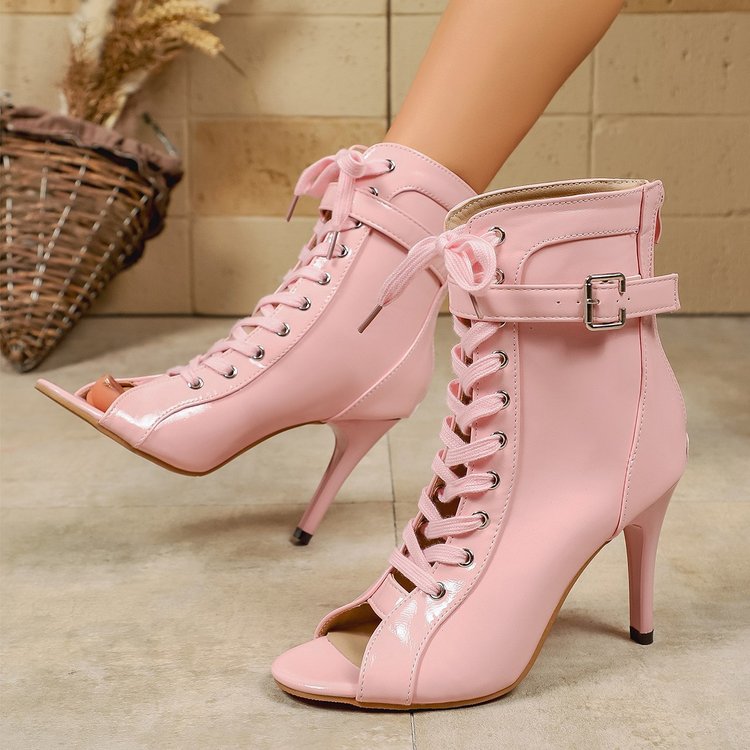 Women's High Heel Sandals Pointed Toe – Cross Strap Peep Toe Boots