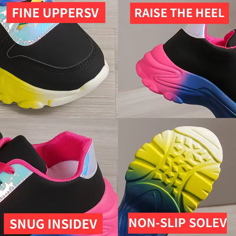 Women's Rainbow Platform Sneakers – Lightweight Fashion Sports Shoes