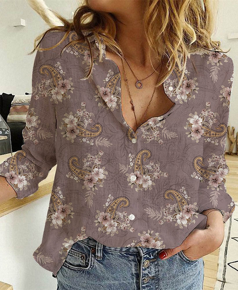 Damen Langarmbluse Elegant | Modische Bluse mit Knopfleiste