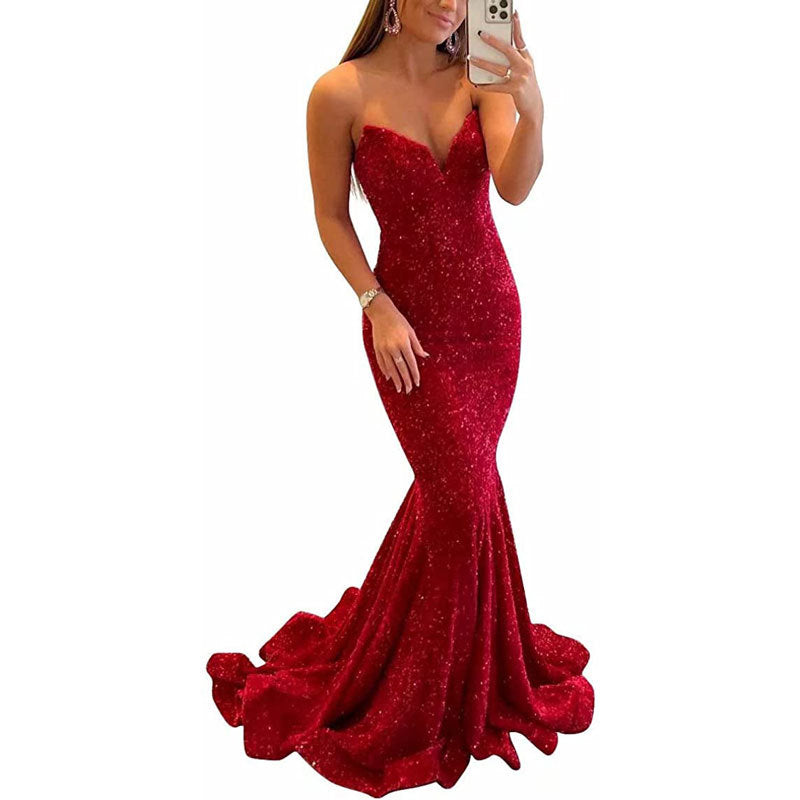 Elegant Sequin Evening Gown – Glamorous Maxi Ball Gown for Special Occasions