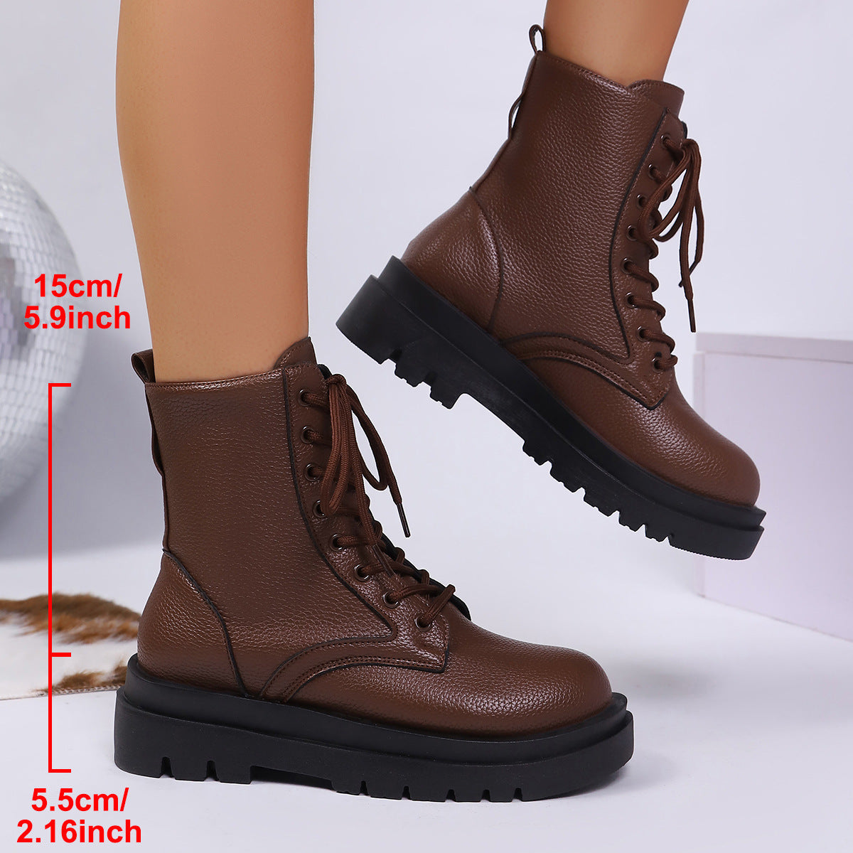 Damen Plus Size Schnürboots | Chunky Combat Stiefeletten