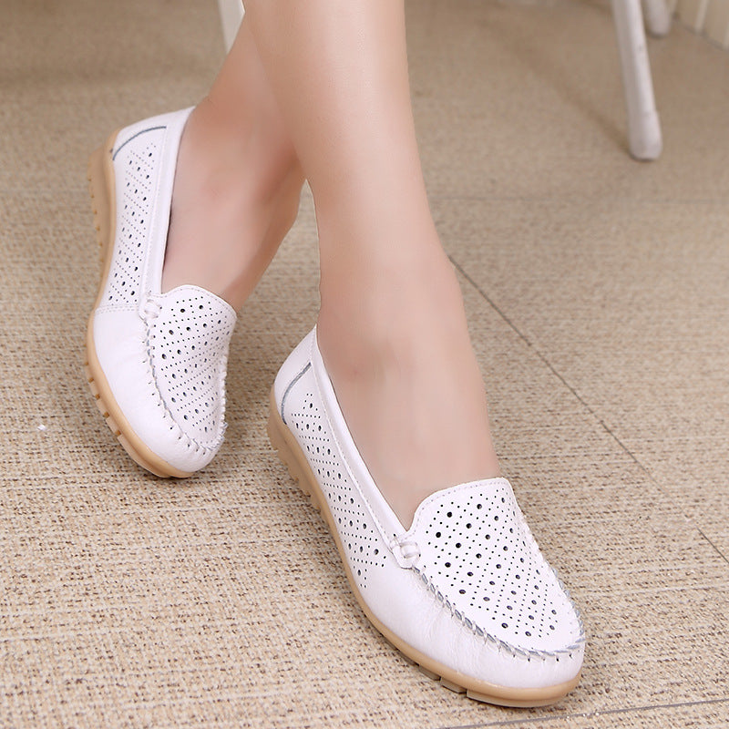 Damen Pflege Schuhe Weiß | Bequeme Leder Slipper Komfortsohle