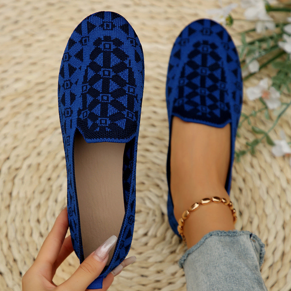 Women's Knitted Loafer Print | Breathable Comfortable Flats