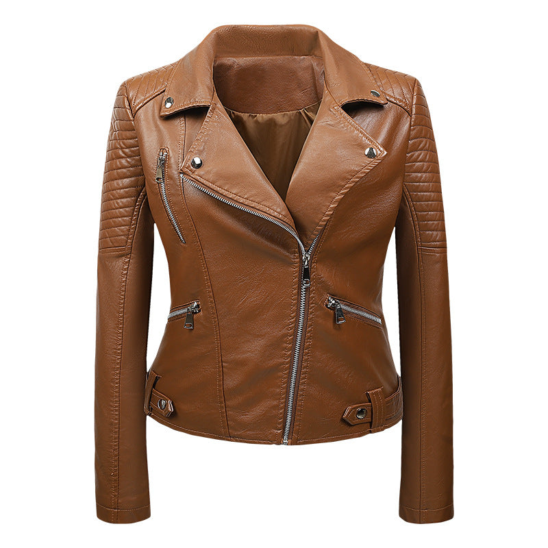 Women's Korean Slim Fit Leather Jacket – Harajuku Biker Style