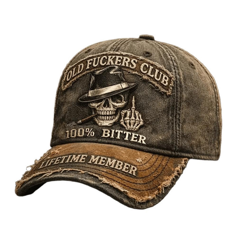 Vintage Embroidered Baseball Cap - Distressed Curved Brim Cap