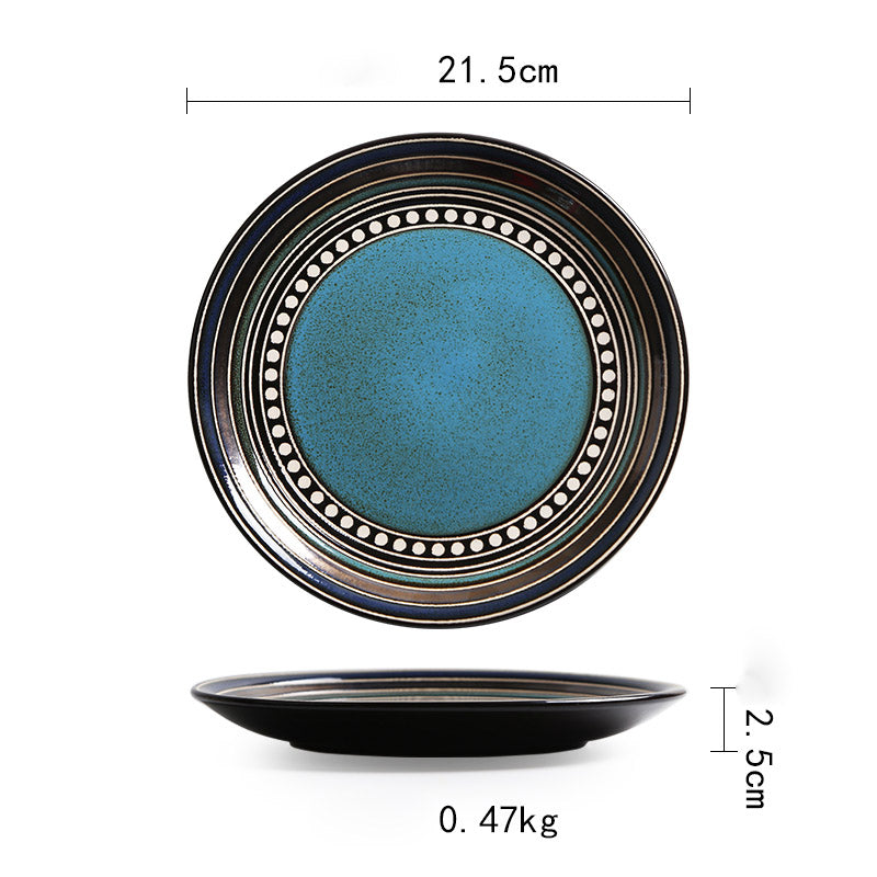 Keramik Teller Vintage | Japanischer Stil Flacher Design Teller