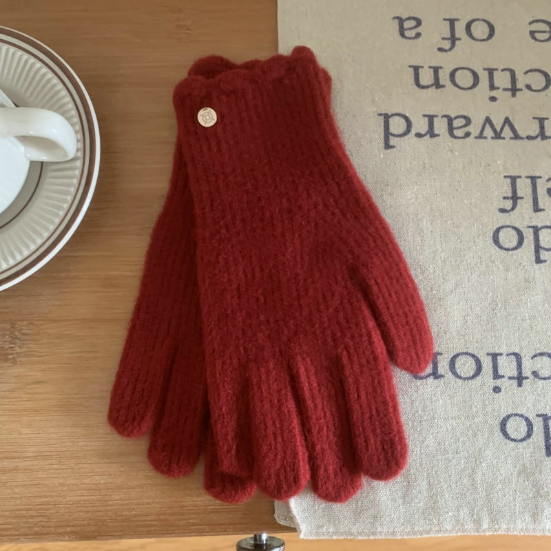 Damen Wollhandschuhe mit Rüschen – Warme Winterhandschuhe