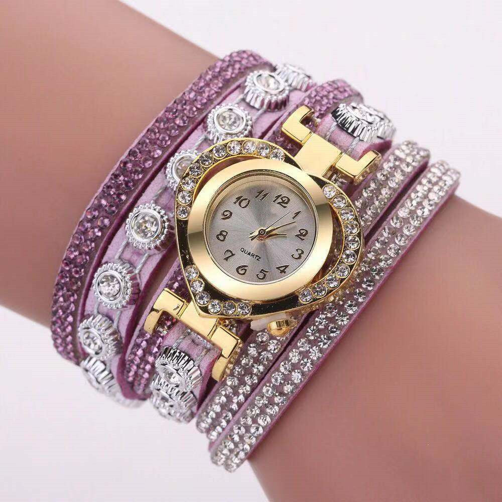 Personality Heart-Shaped Diamond Dial with Multicolor Bracelet
