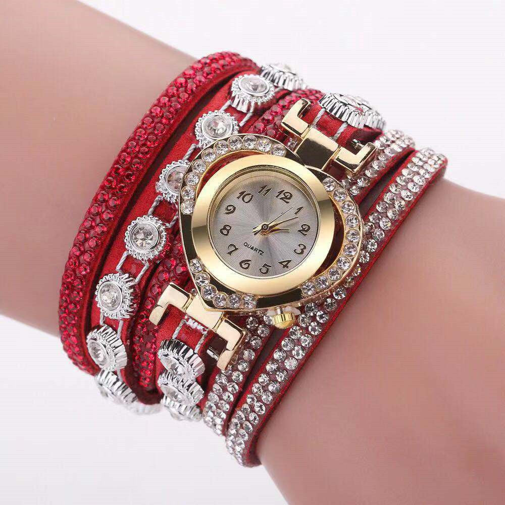 Personality Heart-Shaped Diamond Dial with Multicolor Bracelet