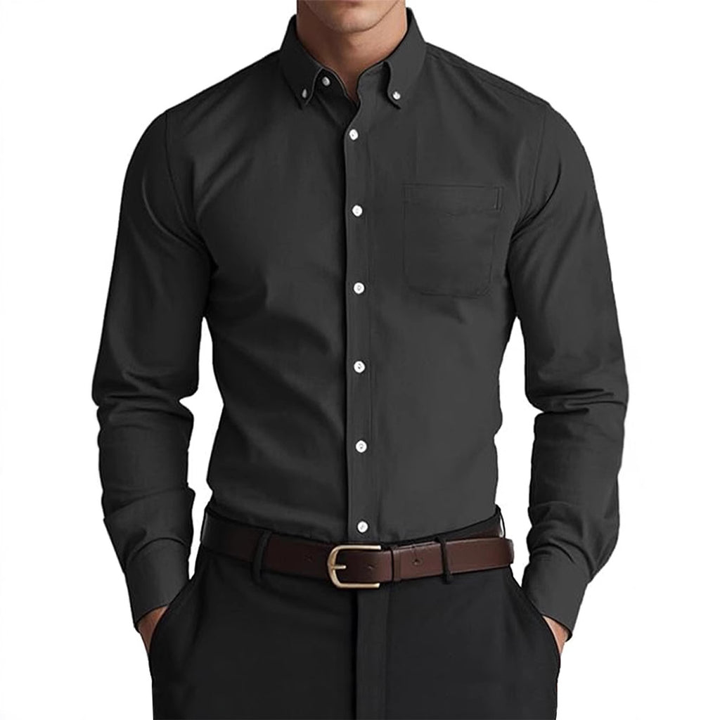 Herren Oxford Freizeithemd – Lockeres Casual Hemd in Unifarbe
