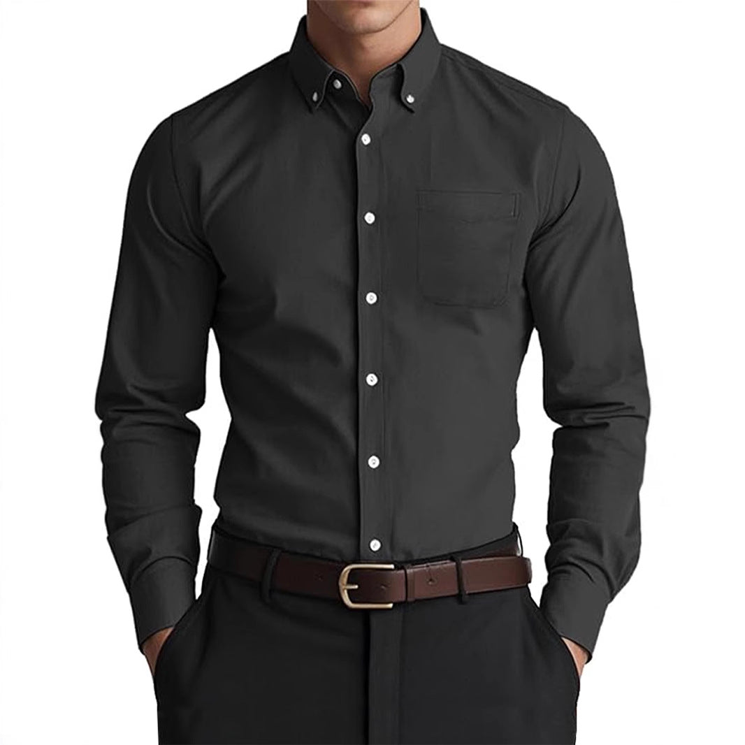 Herren Oxford Freizeithemd – Lockeres Casual Hemd in Unifarbe