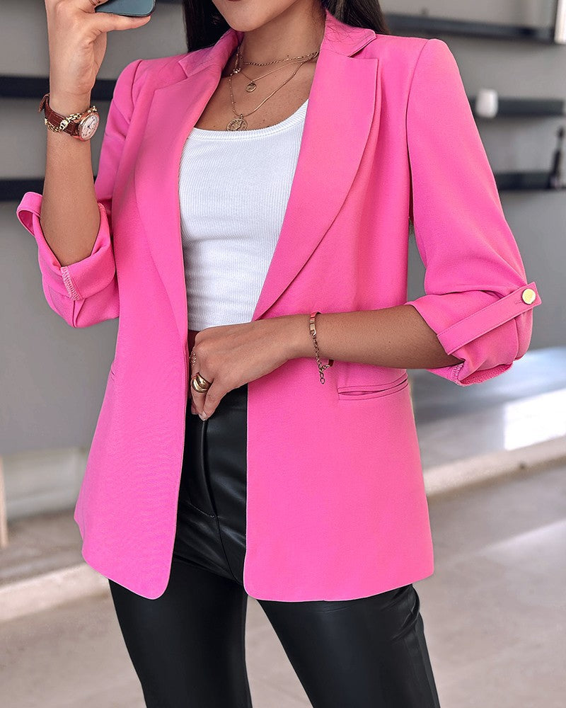 Damen Casual Blazer mit Gekrempelten Ärmeln – Lässig & Vielseitig